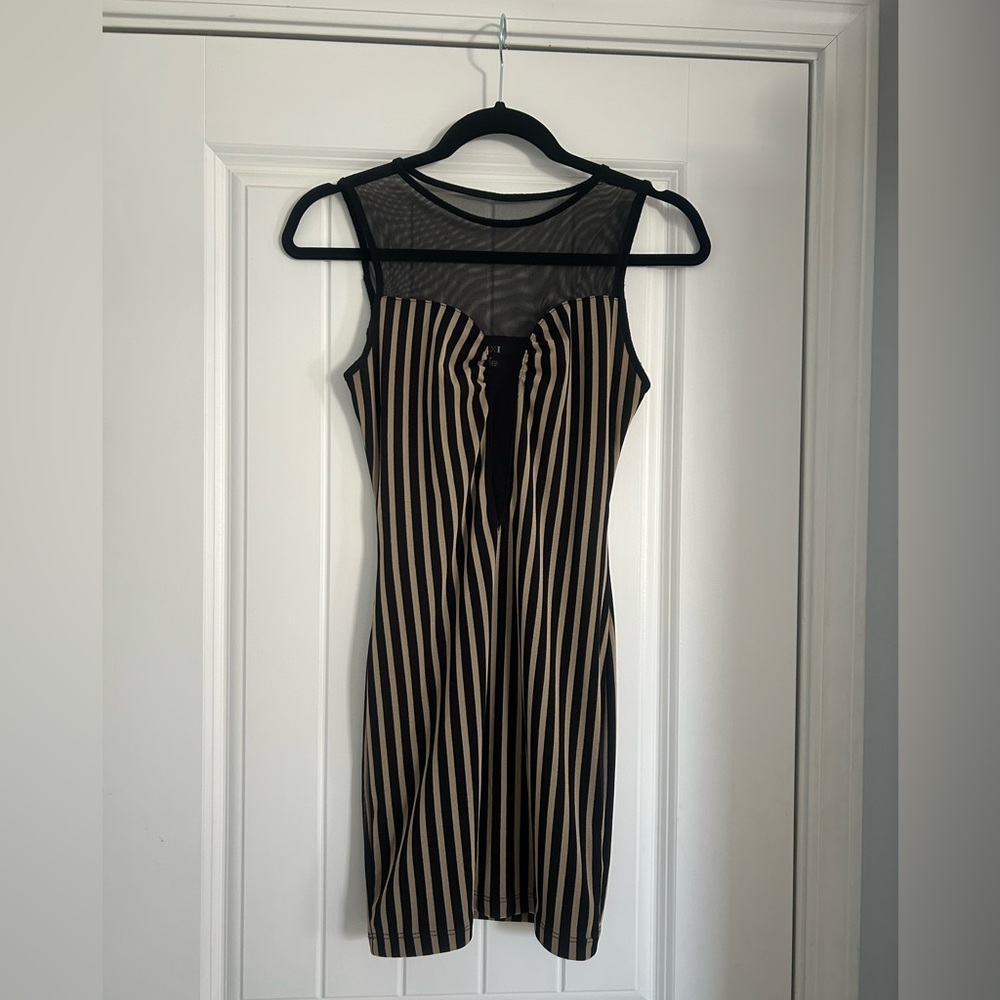 Forever 21 Black and Tan Striped Mini Dress
